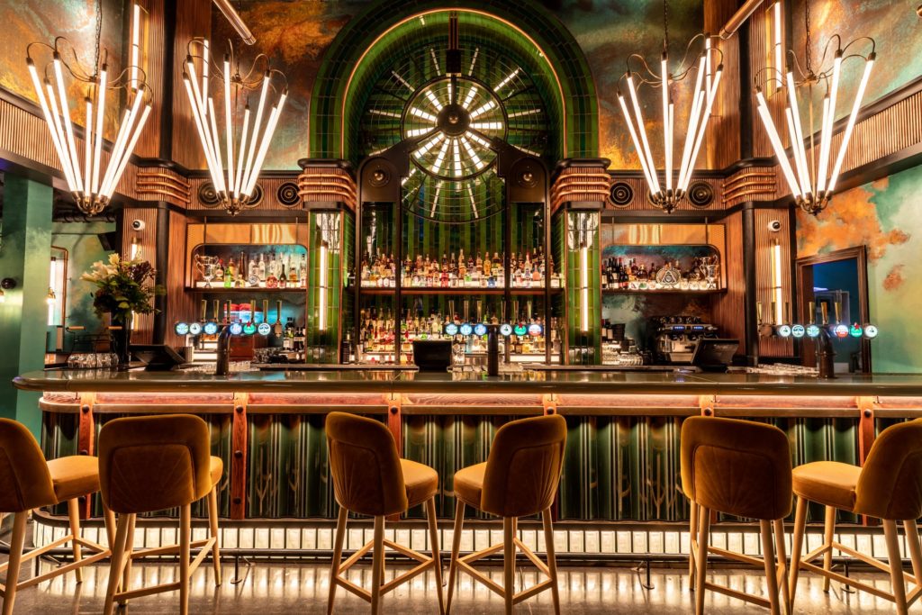 Electric Shuffle, Canary Wharf, interior design, competitive socialising, carousel bar, Art Deco cocktail bar design