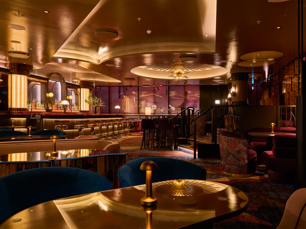 Multi-award-winning 1878 private members club at 3Arena Dublin showcasing premium arena hospitality design by Ellis Design Studio with luxury lounge seating and show-stopping bar