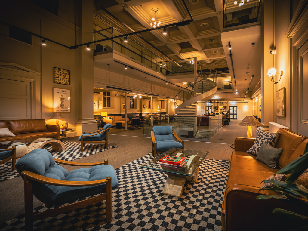Private members club inside a Grade II listed church conversion by Ellis Design Studio